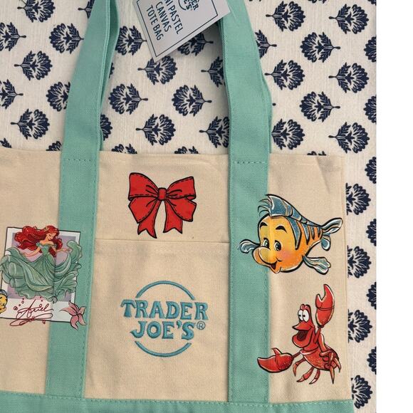 Disney Ariel, Flounder Sebastian Custom Made Trader Joes Mini Tote One of a Kind - Picture 4 of 6